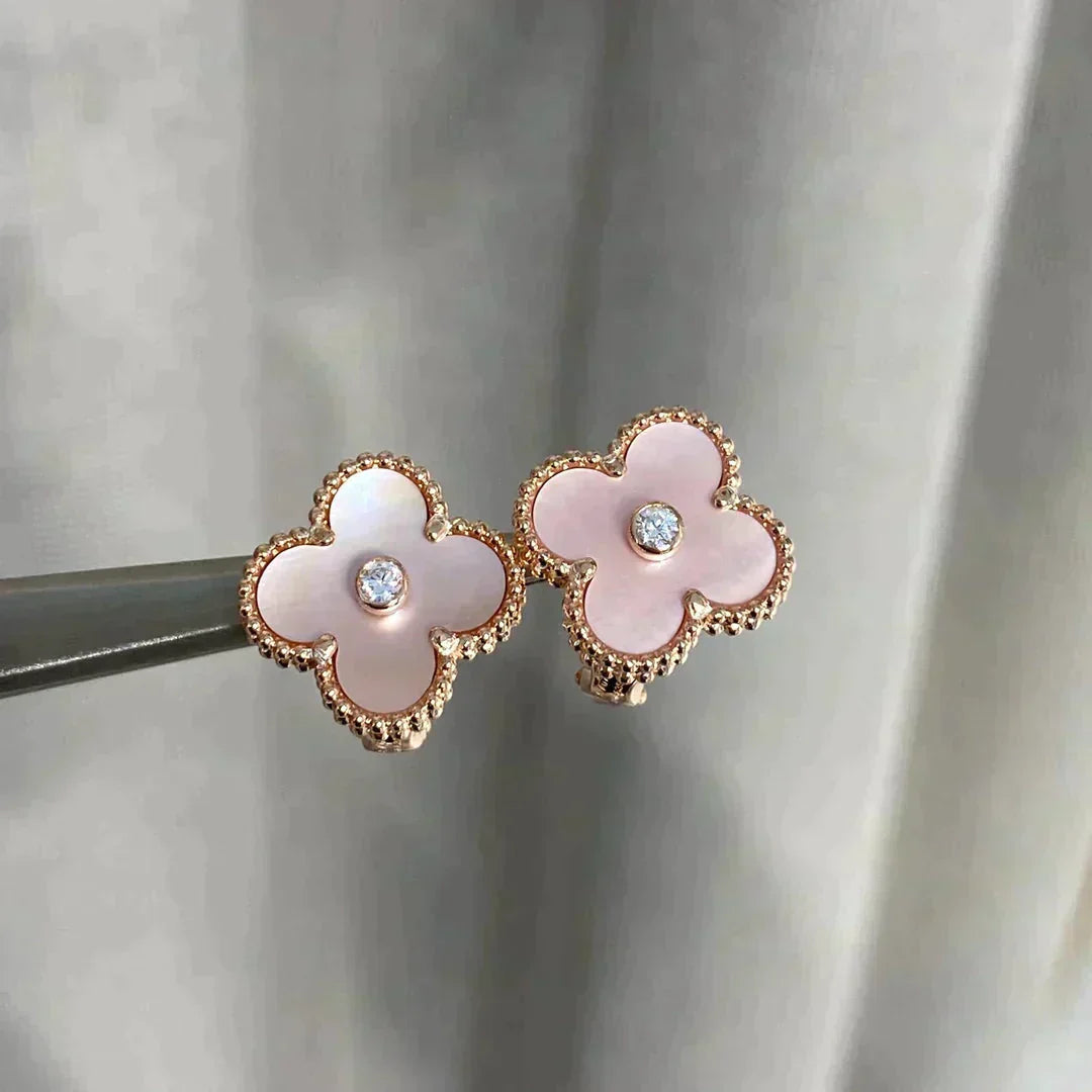 [Imperial] CLOVER MEDIUM 1 MOTIFS  PINK MOP DIAMOND EARRINGS
