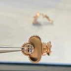 [Imperial] CLOVER MEDIUM 1 MOTIFS GRAY MOP  DIAMOND EARRINGS