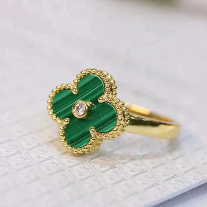 [Imperial] CLOVER MALACHITE RING GOLD DIAMOND