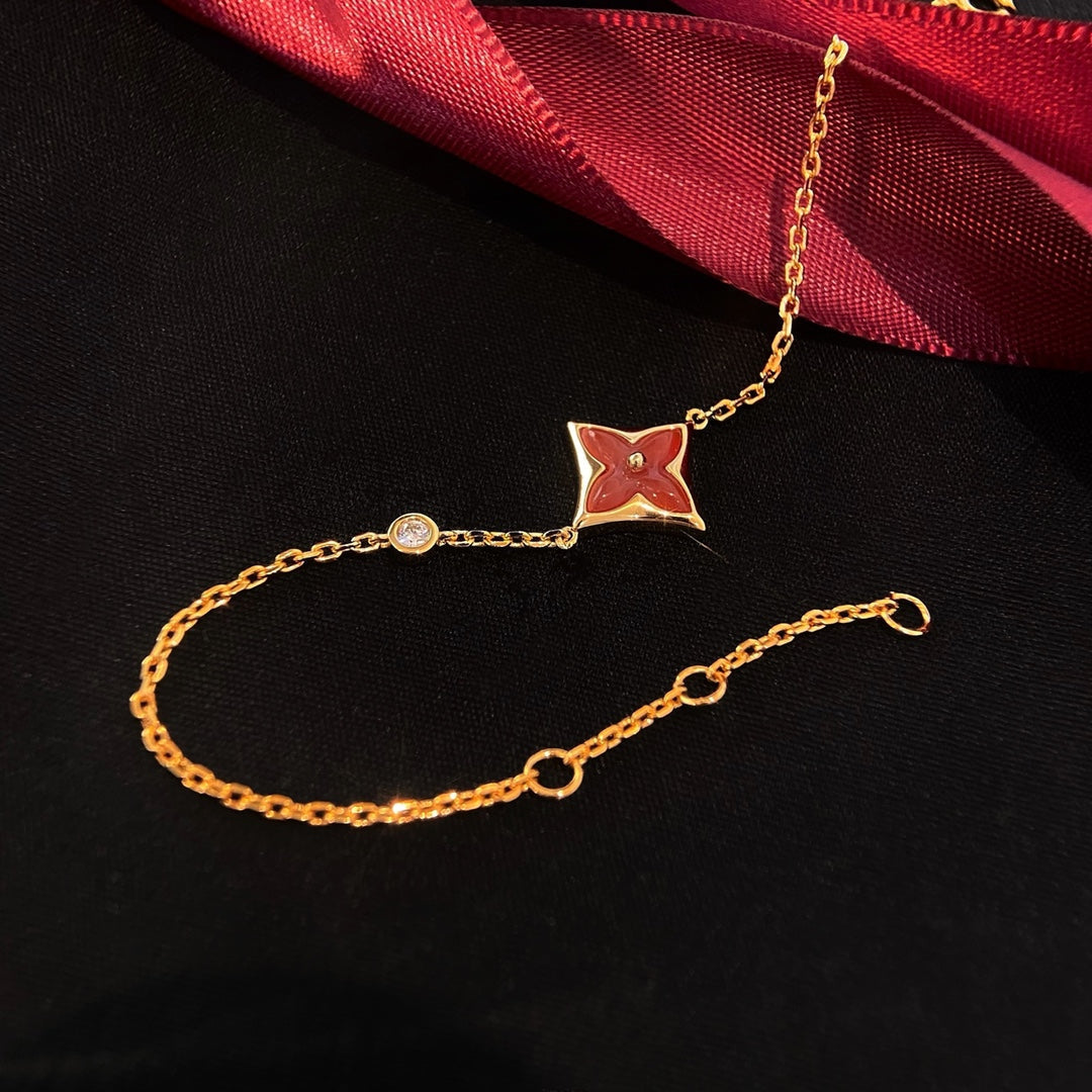 [Imperial] COLOR STAR CARNELIAN PINK GOLD DIAMOND BRACELET