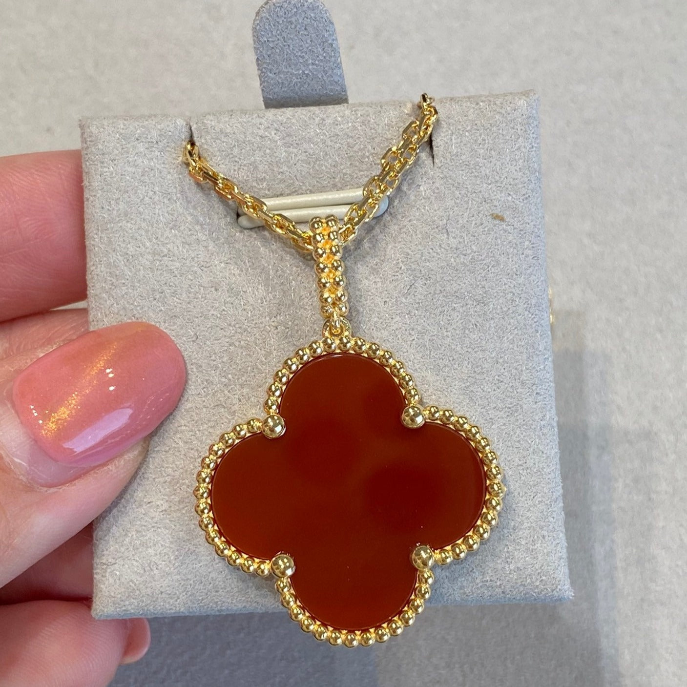[Imperial] CLOVER 25MM NECKLACE GOLD CARNELIAN
