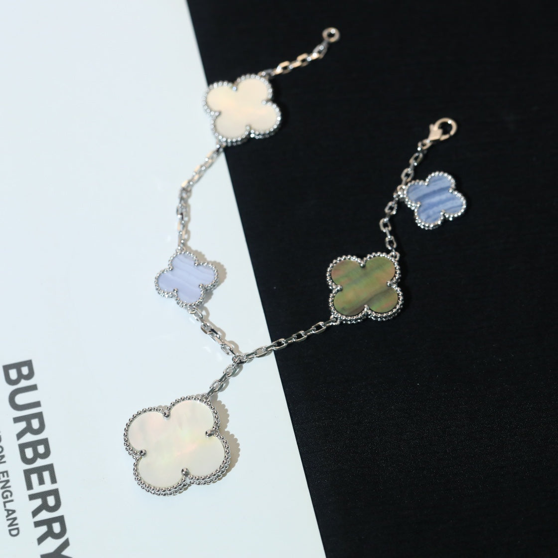 [Imperial] CLOVER BRACELET 5 MOTIFS MOP CHALCEDONY SILVER