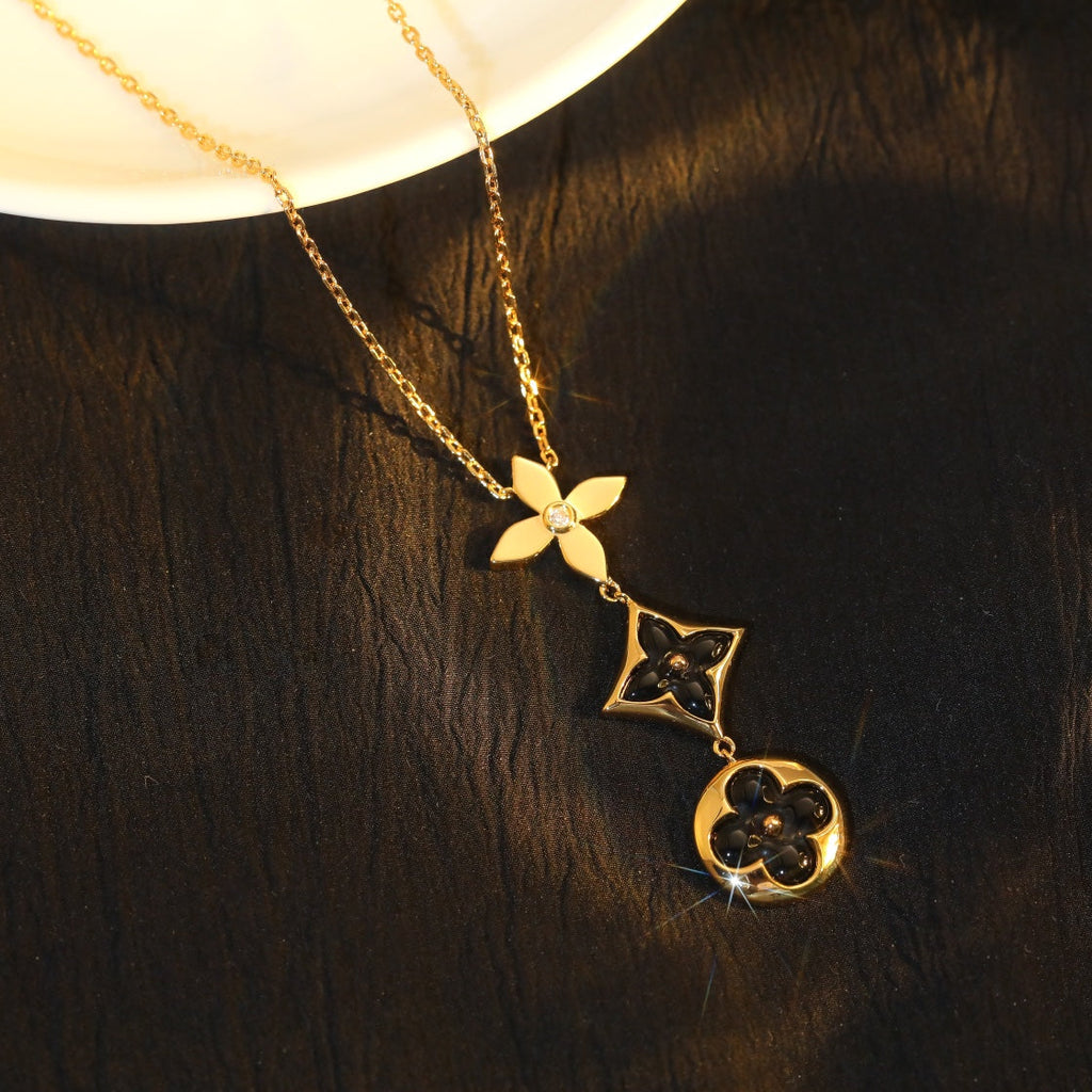 [Imperial] STAR AND SUN ONYX PINK GOLD NECKLACE