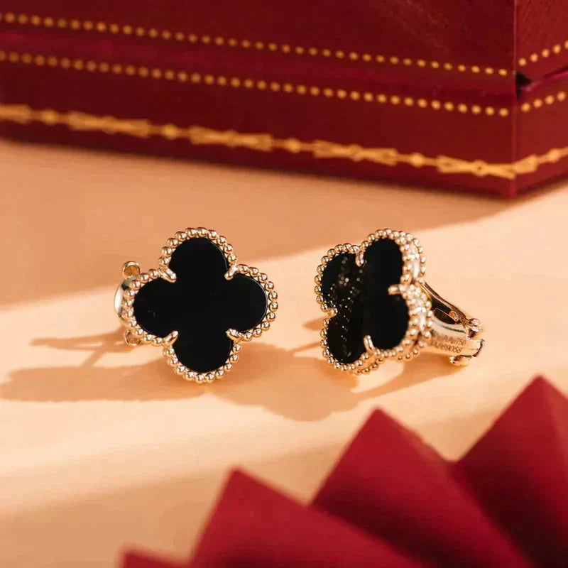 [Imperial] CLOVER MEDIUM 1 MOTIFS  ONYX STUD EARRINGS