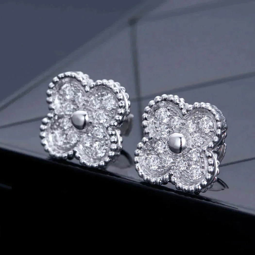 [Imperial] CLOVER 1 MOTIFS DIAMOND STUD EARRINGS SILVER