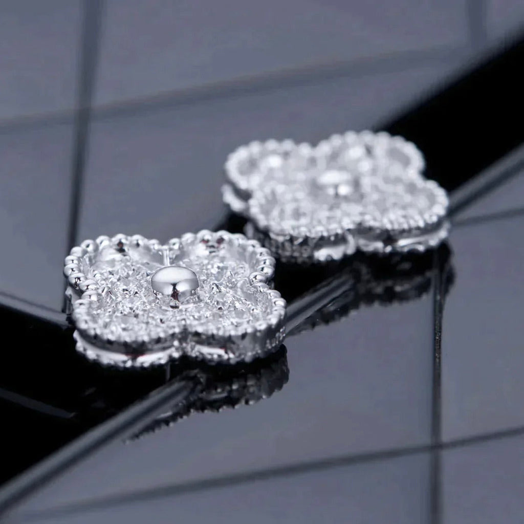 [Imperial] CLOVER 1 MOTIFS DIAMOND STUD EARRINGS SILVER