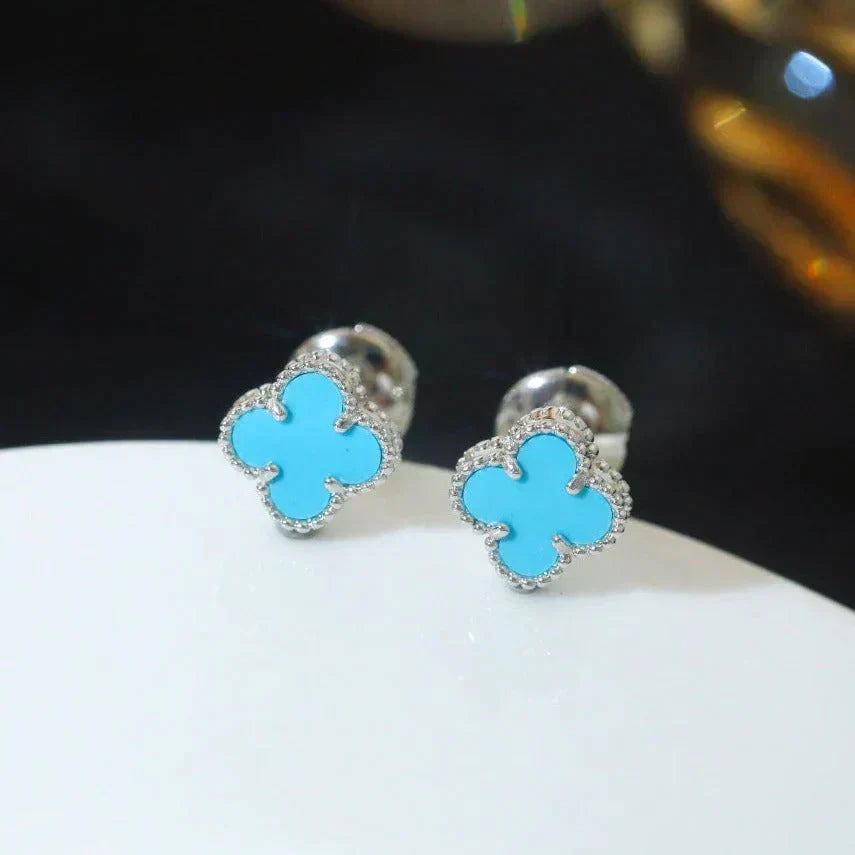 [Imperial] CLOVER MINI 9.5MM ONYX STUD EARRINGS SILVER