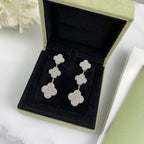 [Imperial] CLOVER 3 MOTIF DIAMOND SILVER DROP EARRINGS