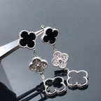 [Imperial] CLOVER 3 MOTIF DIAMOND ONYX SILVER EARRINGS
