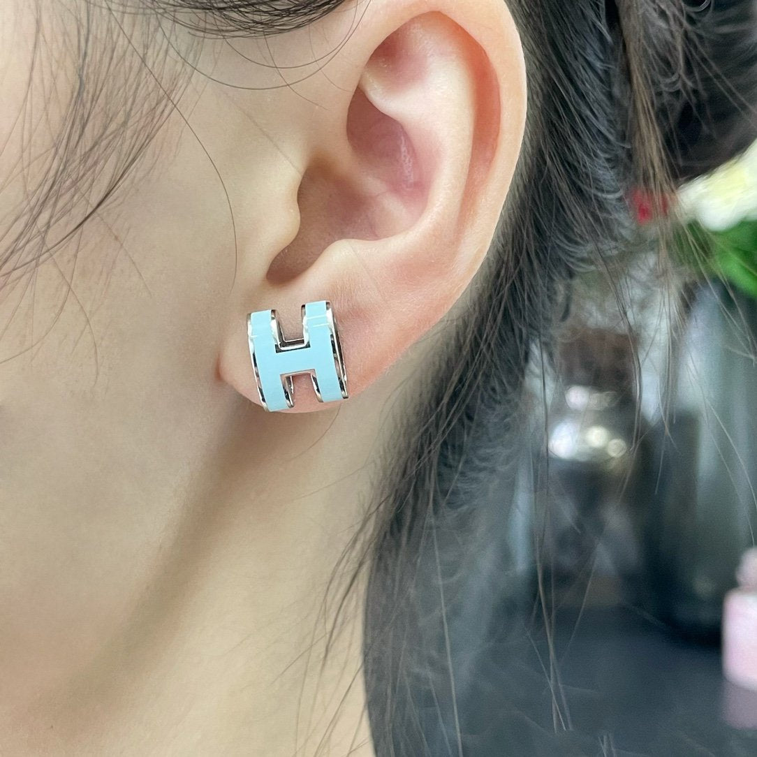 [Imperial] POP H SKY BLUE STUD EARRINGS