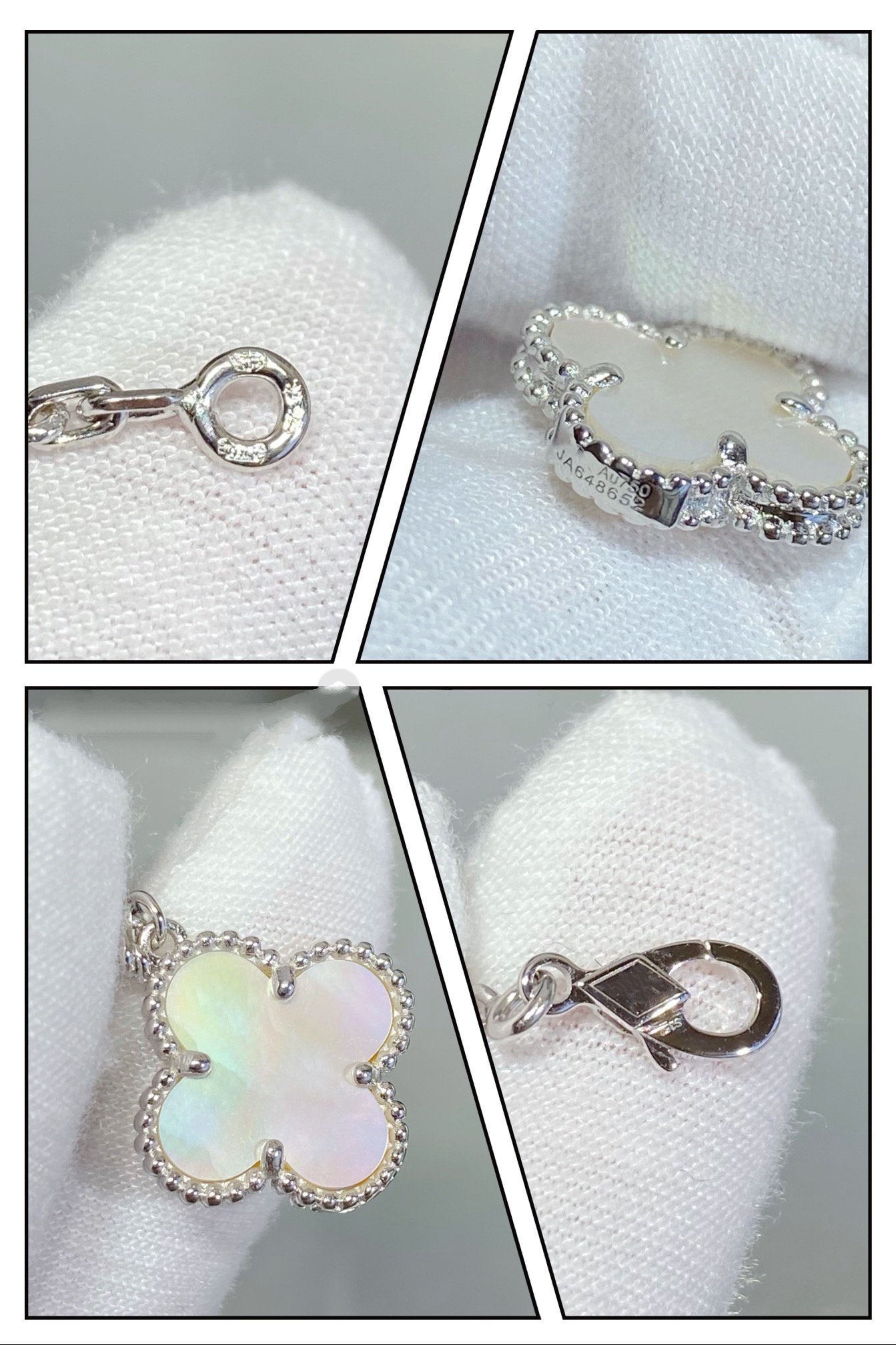 [Imperial] CLOVER 5 MOTIF WHITE MOP SILVER BRACELET