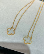 [Imperial] CLOVER ROCK CRYSTAL ROSE GOLD NECKLACE