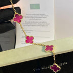 [Imperial] NEW CLOVER 5 MOTIFS PINK ENAMEL BRACELET