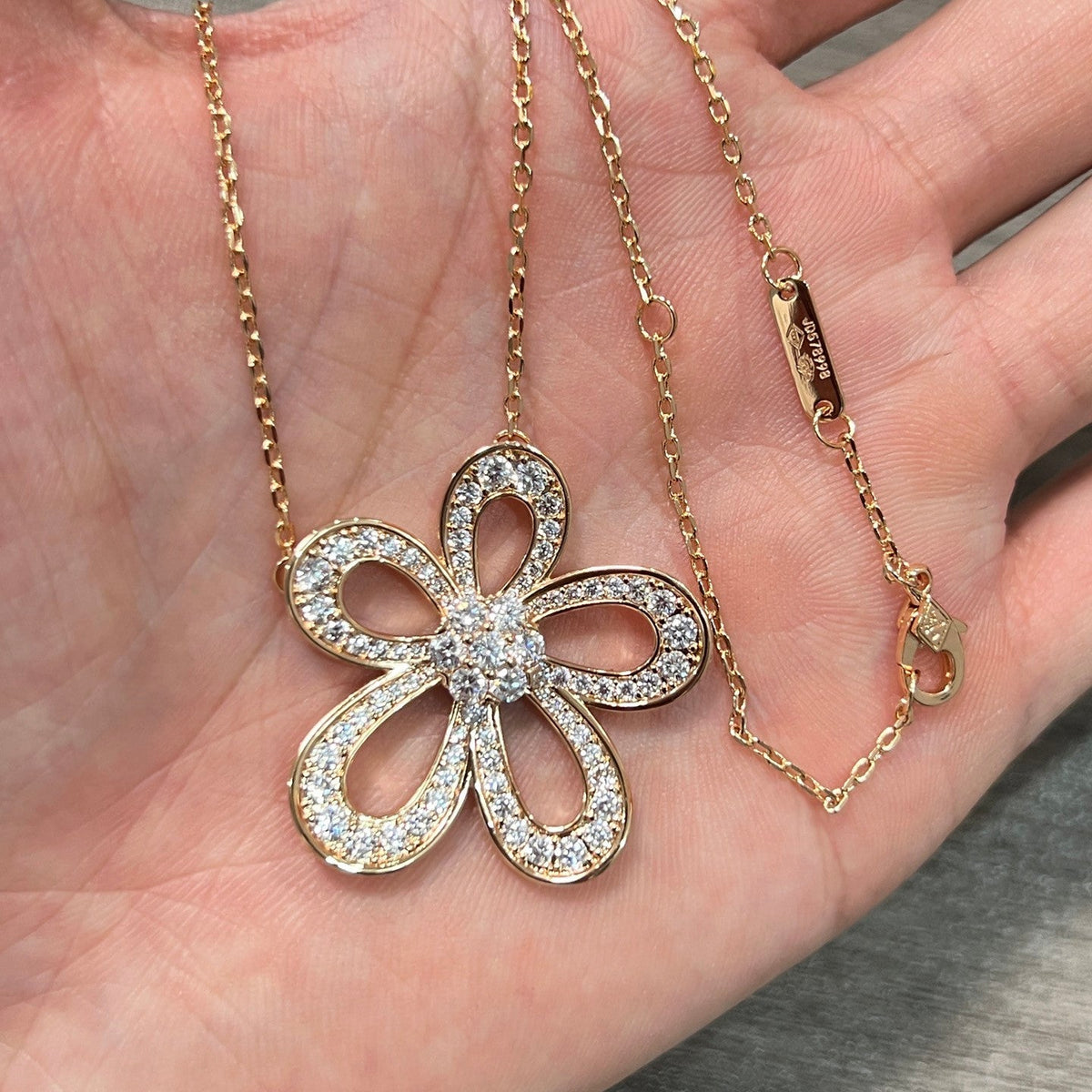 [Imperial] FLOWEACE FULL-DIAMOND FLOWER NECKLACE