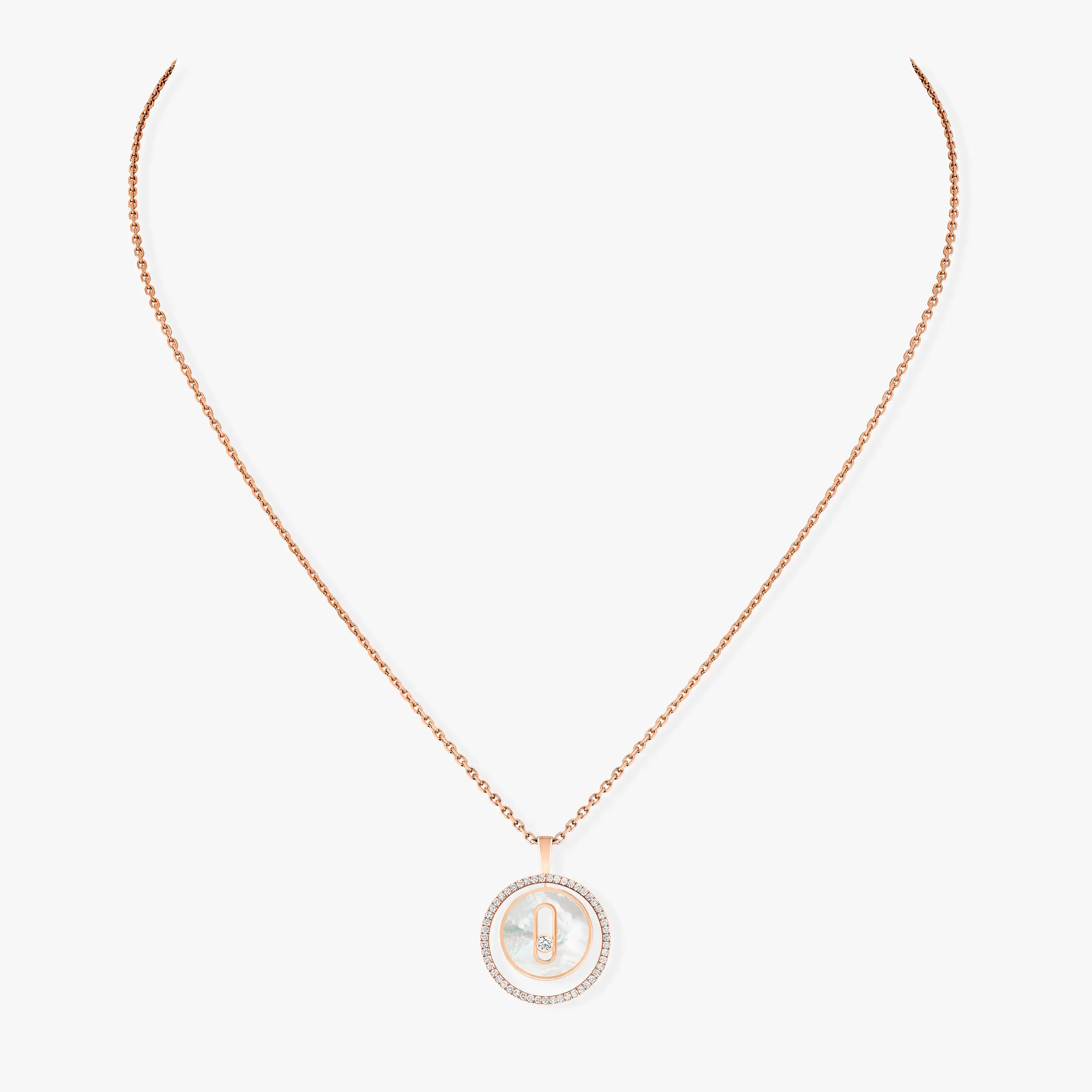 [Imperial]  MOVE 1 DIAMOND WHITE MOTHER OF PEARL PINK GOLD DIAMOND NECKLACE