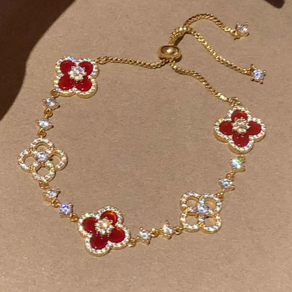 [Imperial] CLOVER 5 MOTIF PINK BLUE RED WHITE BRACELET