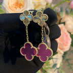 [Imperial] NEW CLOVER 2 MOTIF PINK ENAMEL EARRINGS