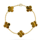 [Imperial]New  CLOVER 5 MOTIFS TIGER EYE BRACELET COLLECTION