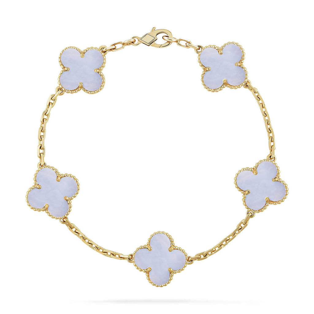 [Imperial]New  CLOVER 5 MOTIF PURPLE CHALCEDONY BRACELET COLLECTION
