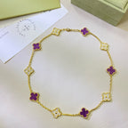 [Imperial] CLOVER 10 MOTIFS  PURPLE VIOLET DIAMOND NECKLACE