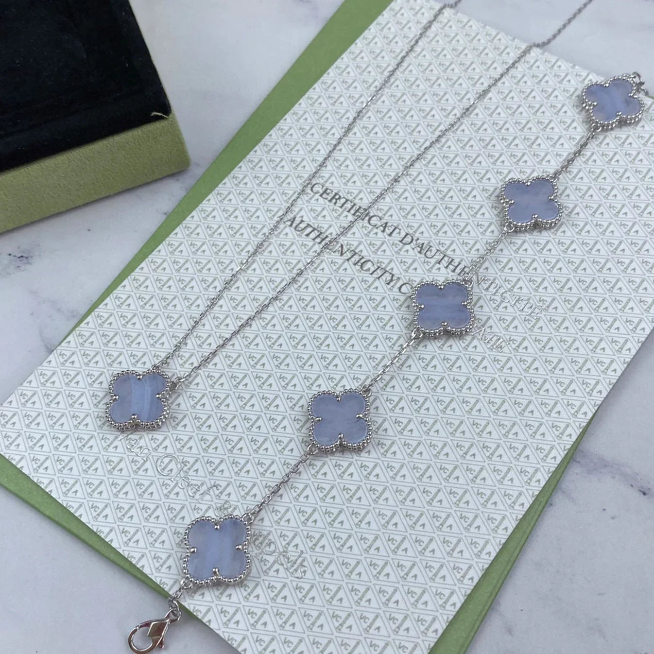 [Imperial]New  CLOVER 5 MOTIF PURPLE CHALCEDONY BRACELET COLLECTION