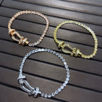 [Imperial] FORCE  LARGE HORSESHOE FULL DIAMOND TENNIS BRACELET