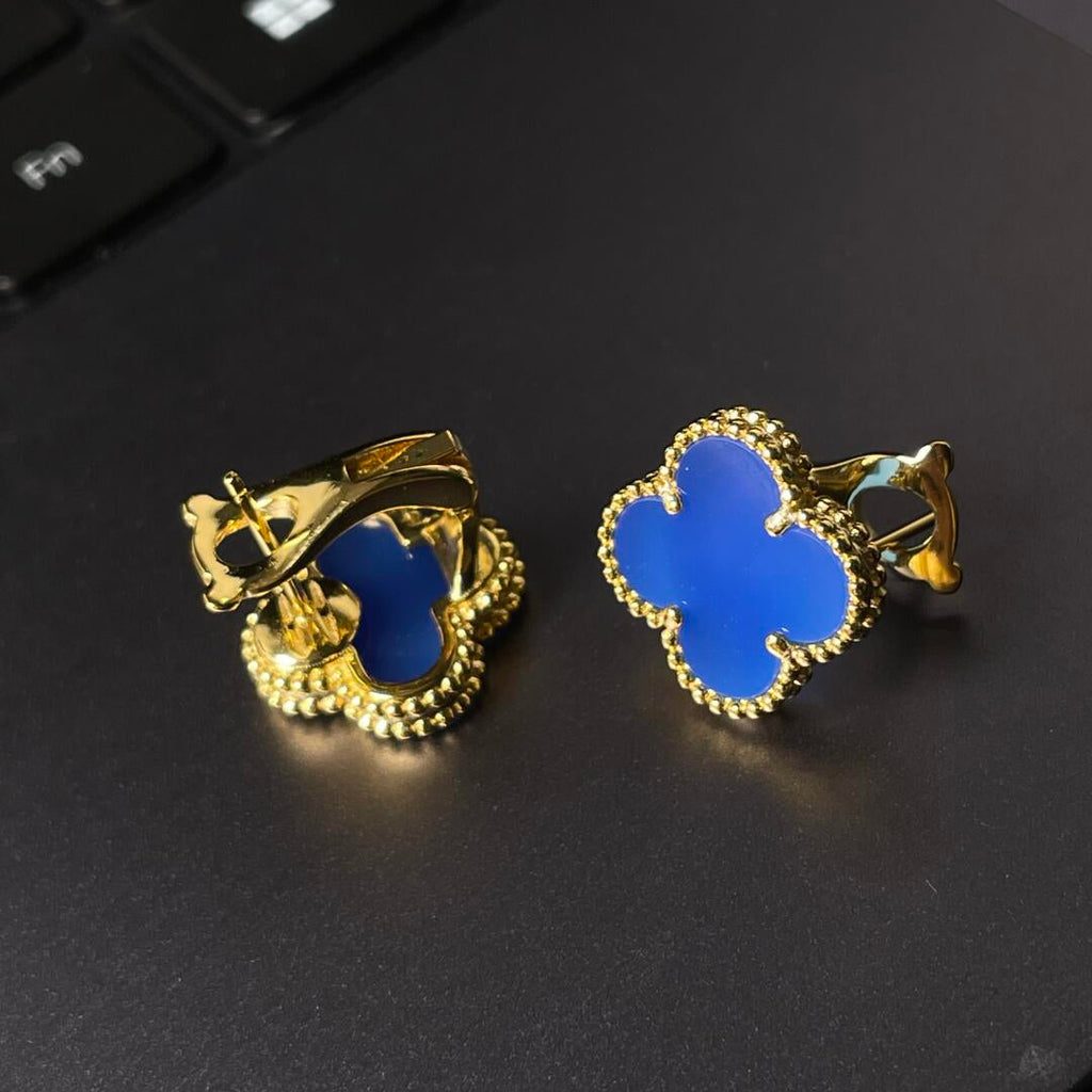 [Imperial] CLOVER LARGE (20mm) 1 MOTIFS BLUE MOP STUD EARRINGS