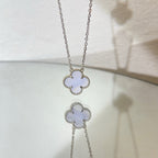 [Imperial] CLOVER 15MM BLUE CHALCEDONY NECKLACE SILVER