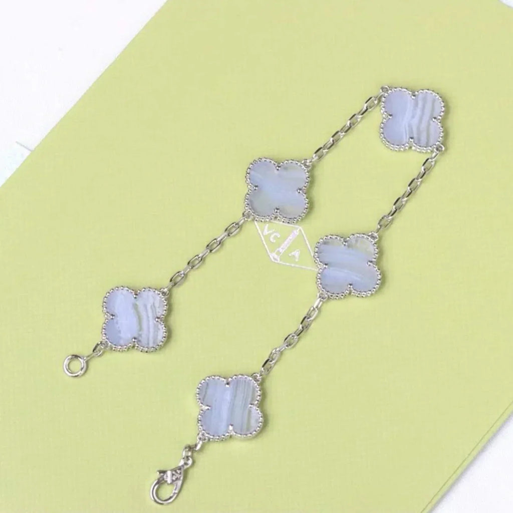 [Imperial]New  CLOVER 5 MOTIF PURPLE CHALCEDONY BRACELET COLLECTION
