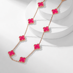 [Imperial] NEW CLOVER 10 MOTIFS PINK ENAMEL NECKLACE