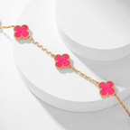 [Imperial] NEW CLOVER 10 MOTIFS PINK ENAMEL NECKLACE