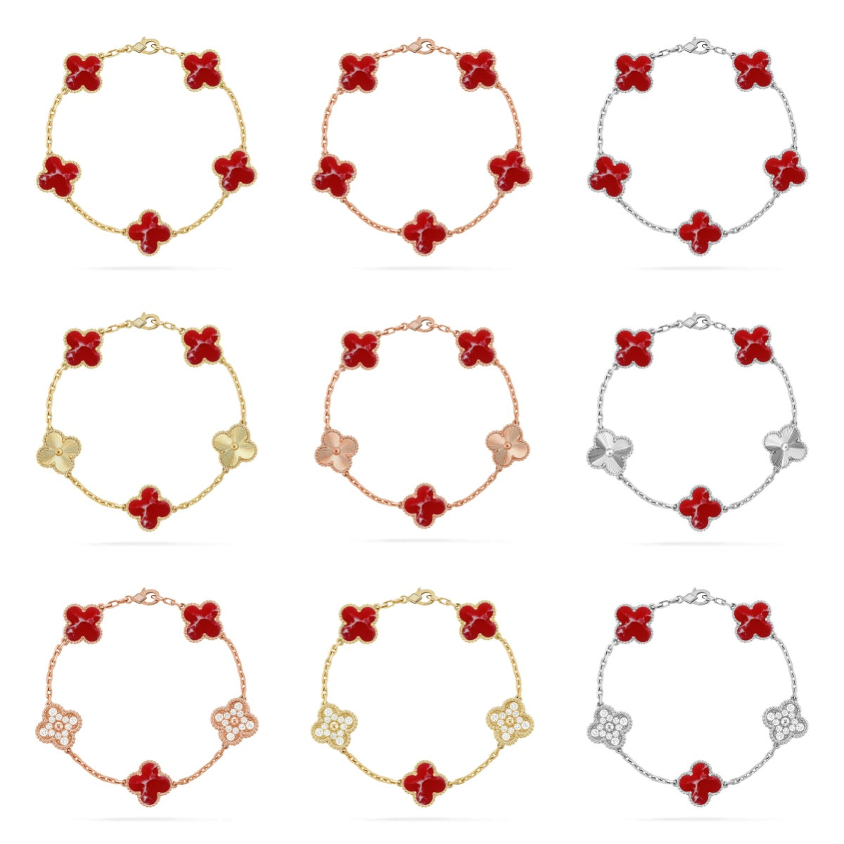 [Imperial]New CLOVER 5 MOTIF RED PATTERN BRACELET COLLECTION