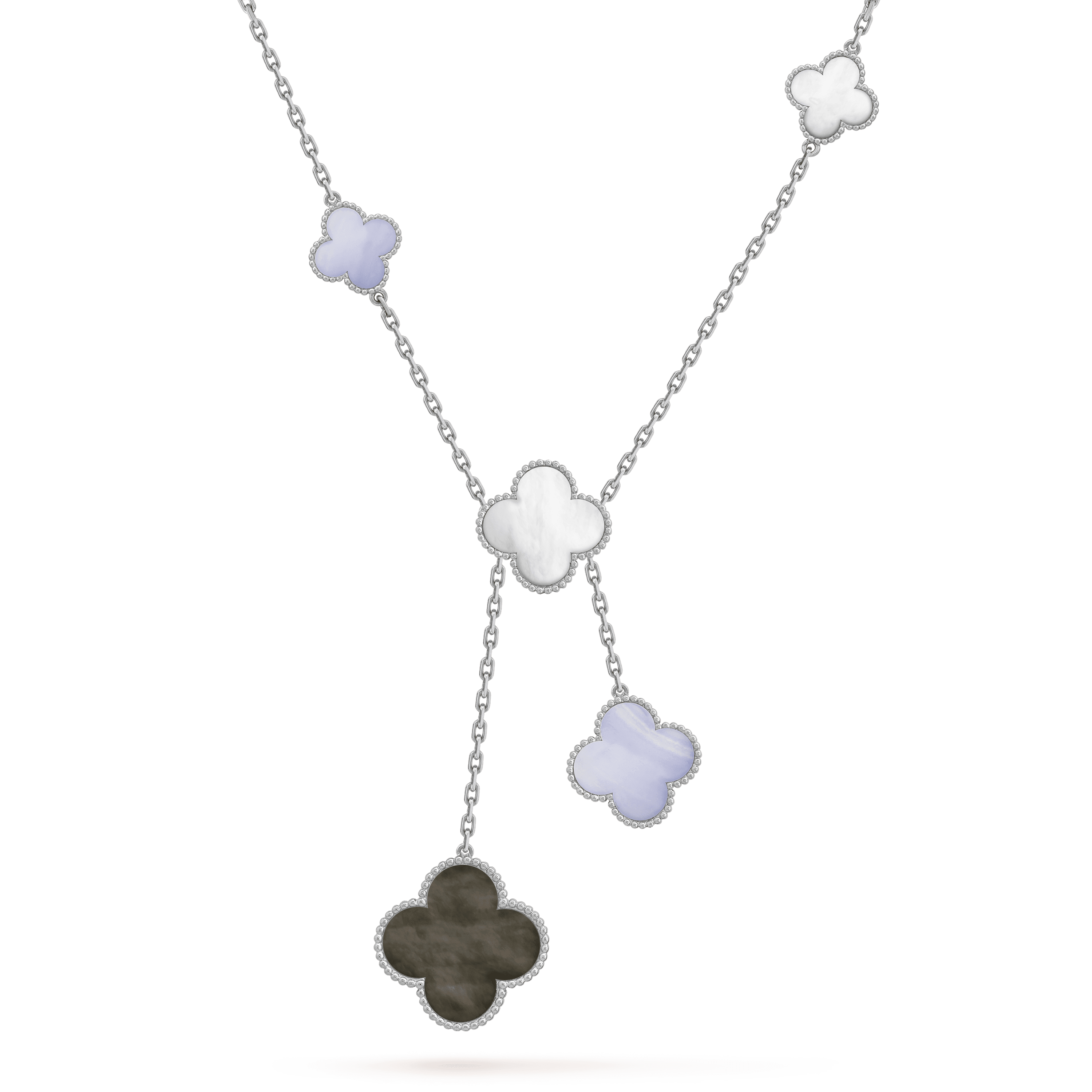 [Imperial] CLOVER MOP CHALCEDONY NECKLACE SILVER 6 MOTIF