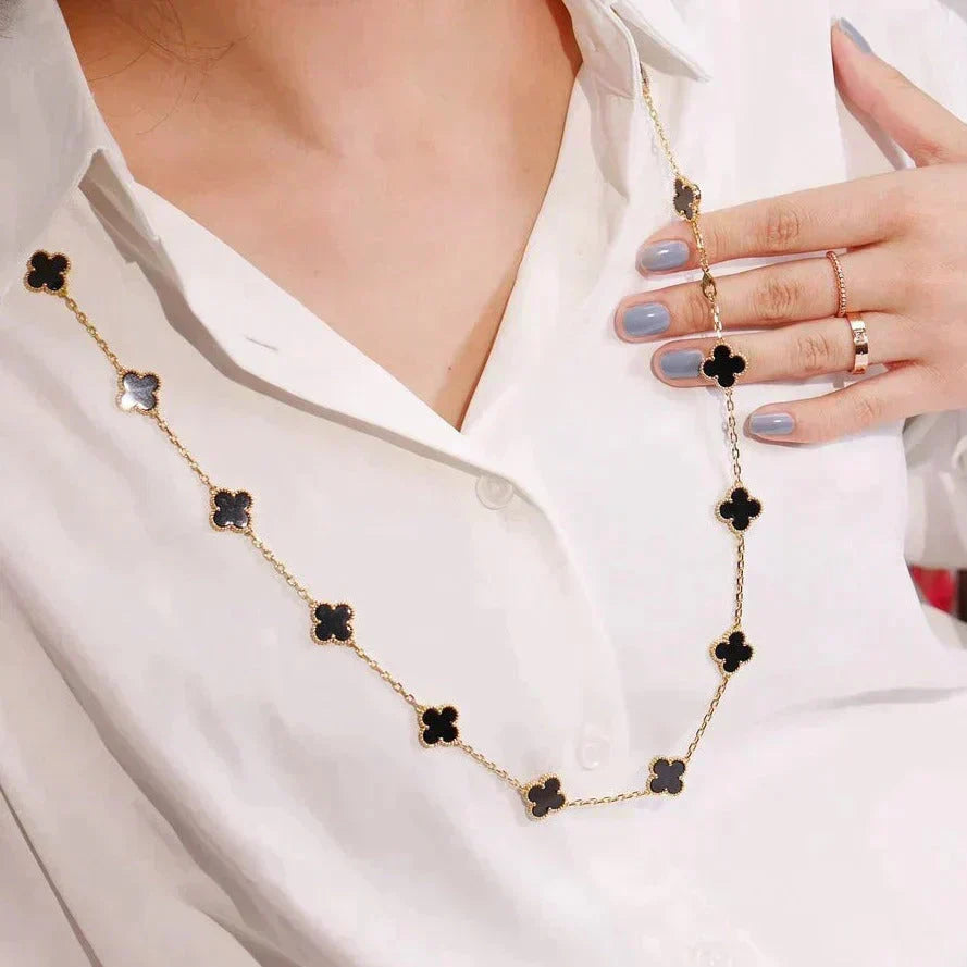 [Imperial] CLOVER 20 MOTIFS ONYX NECKLACE