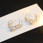 [Imperial] CREOLES MY TWIN 2 RANGS SILVER DIAMOND EARRINGS