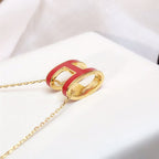 [Imperial] HM CLIC RED ENAMEL GOLD NECKLACE