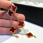 [Imperial]New  CLOVER 5 MOTIF RED CORNELIAN BRACELET COLLECTION