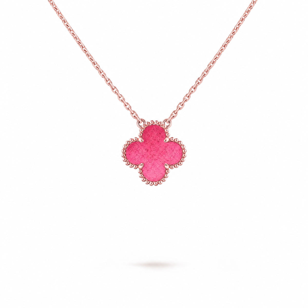 [Imperial]  NEW CLOVER 15MM PINK ENAMEL NECKLACE