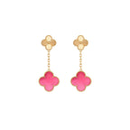 [Imperial] NEW CLOVER 2 MOTIF PINK ENAMEL EARRINGS