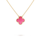 [Imperial]  NEW CLOVER 15MM PINK ENAMEL NECKLACE