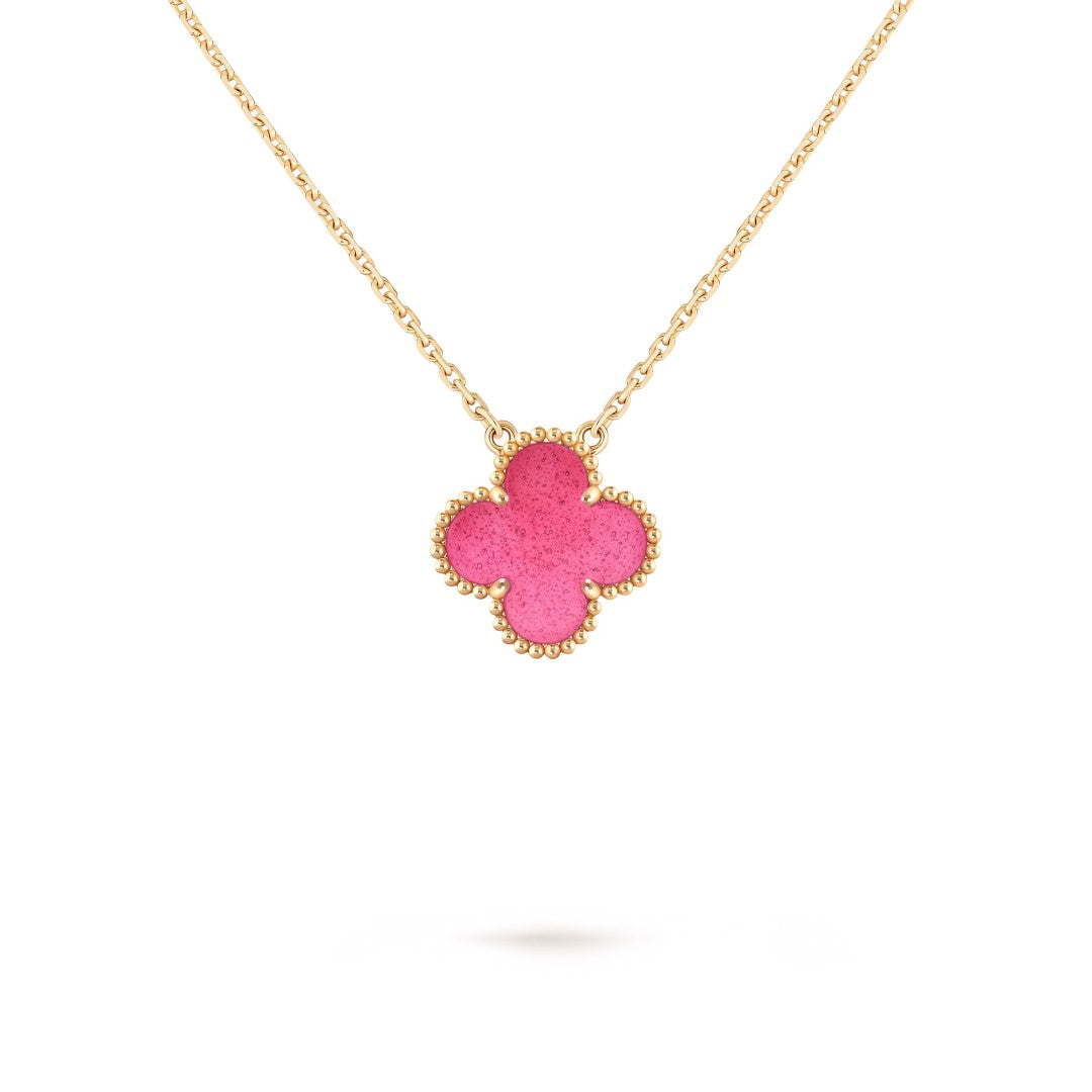[Imperial]  NEW CLOVER 15MM PINK ENAMEL NECKLACE