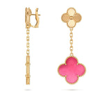 [Imperial] NEW CLOVER 2 MOTIF PINK ENAMEL EARRINGS