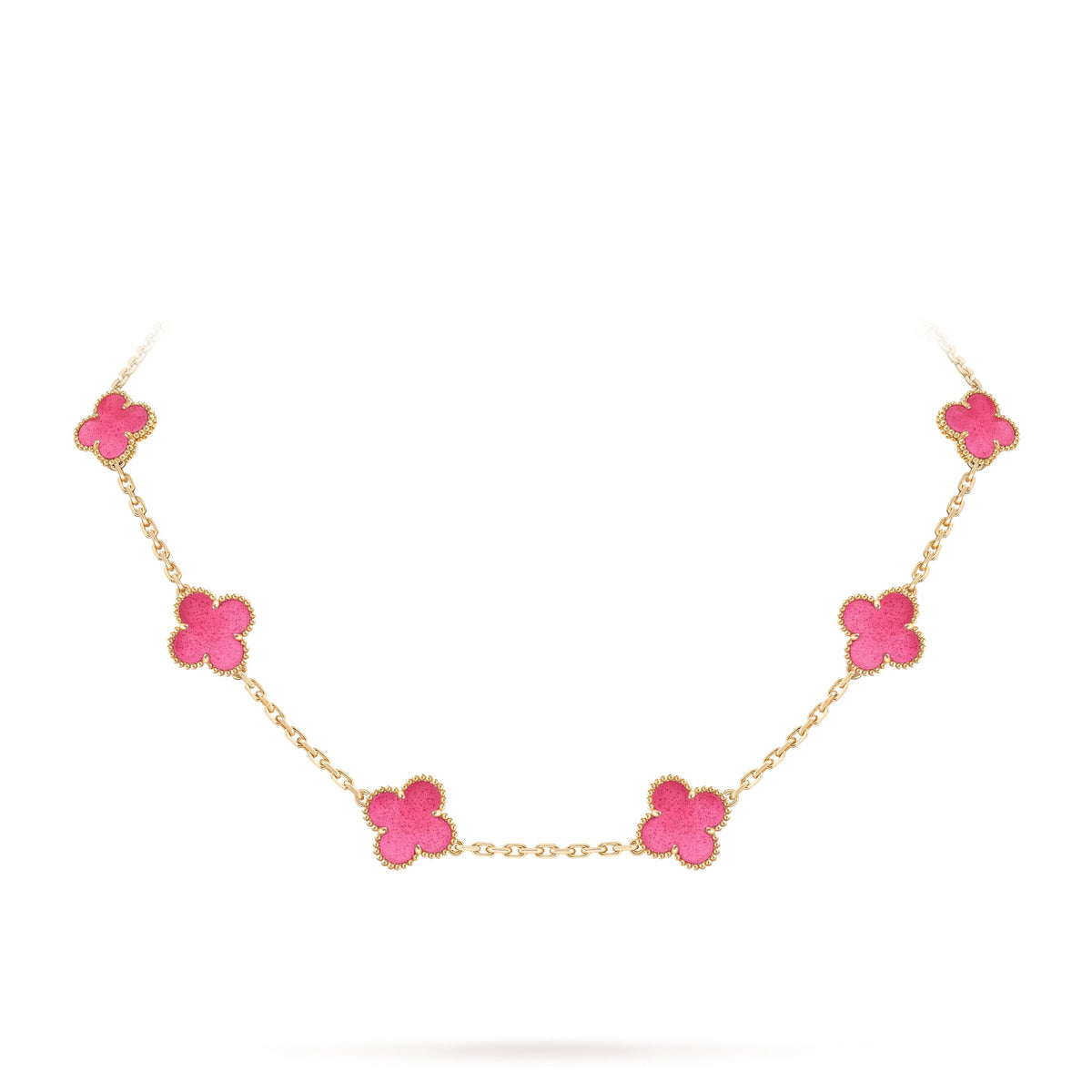 [Imperial] NEW CLOVER 10 MOTIFS PINK ENAMEL NECKLACE