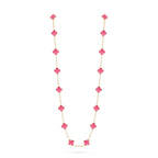 [Imperial]  NEW CLOVER 20 MOTIFS PINK ENAMEL NECKLACE