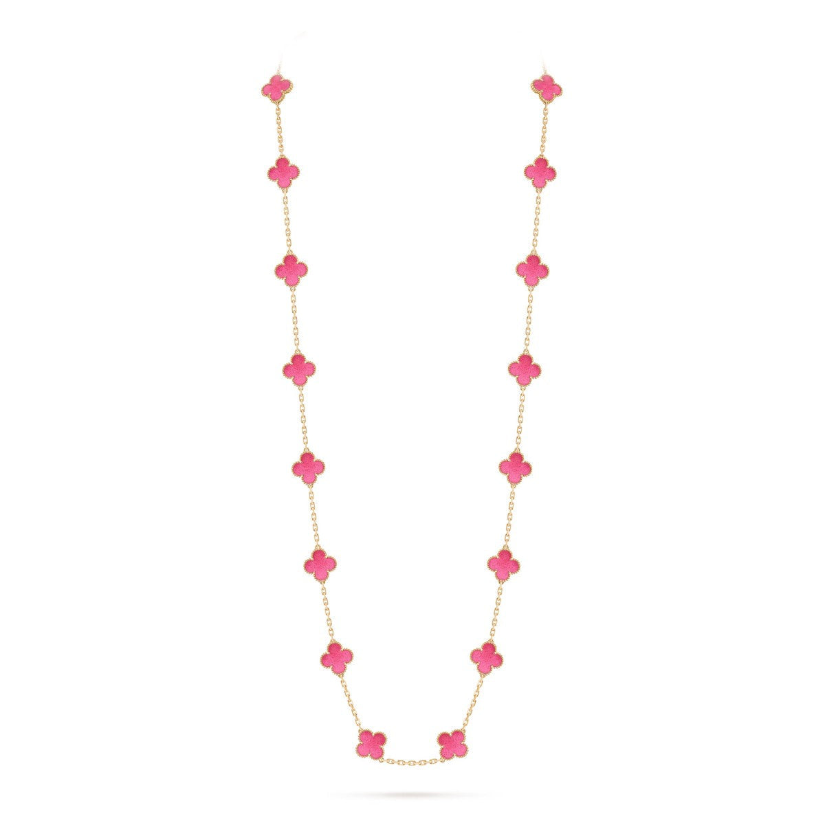 [Imperial]  NEW CLOVER 20 MOTIFS PINK ENAMEL NECKLACE