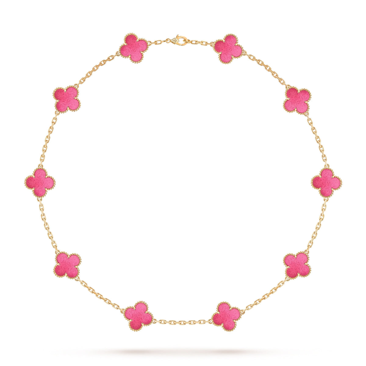 [Imperial] NEW CLOVER 10 MOTIFS PINK ENAMEL NECKLACE