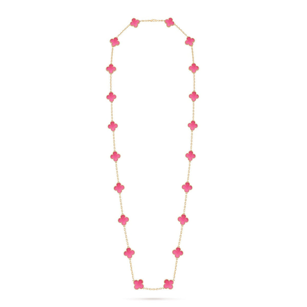 [Imperial]  NEW CLOVER 20 MOTIFS PINK ENAMEL NECKLACE