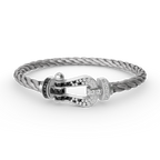 [Imperial] FORCE LARGE HORSESHOE BLACK WHITE DIAMOND BRACELET SILVER