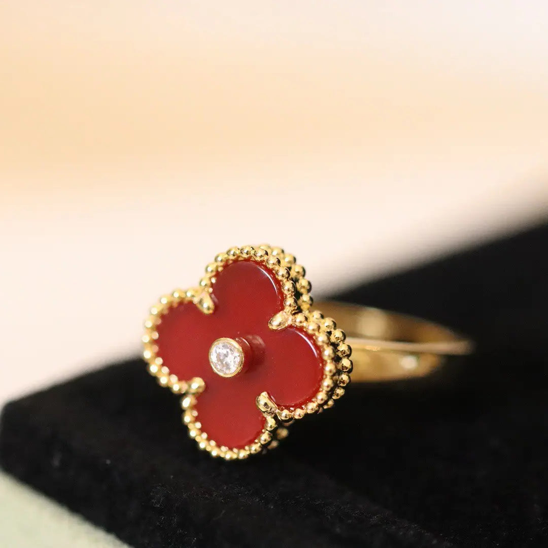 [Imperial] CLOVER ONYX RING GOLD DIAMOND