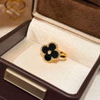 [Imperial] CLOVER ONYX RING GOLD DIAMOND